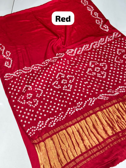 Panvel Gala Border Premium Gaji Silk Hand Bandhej Saree with Pure Lagdi Patto