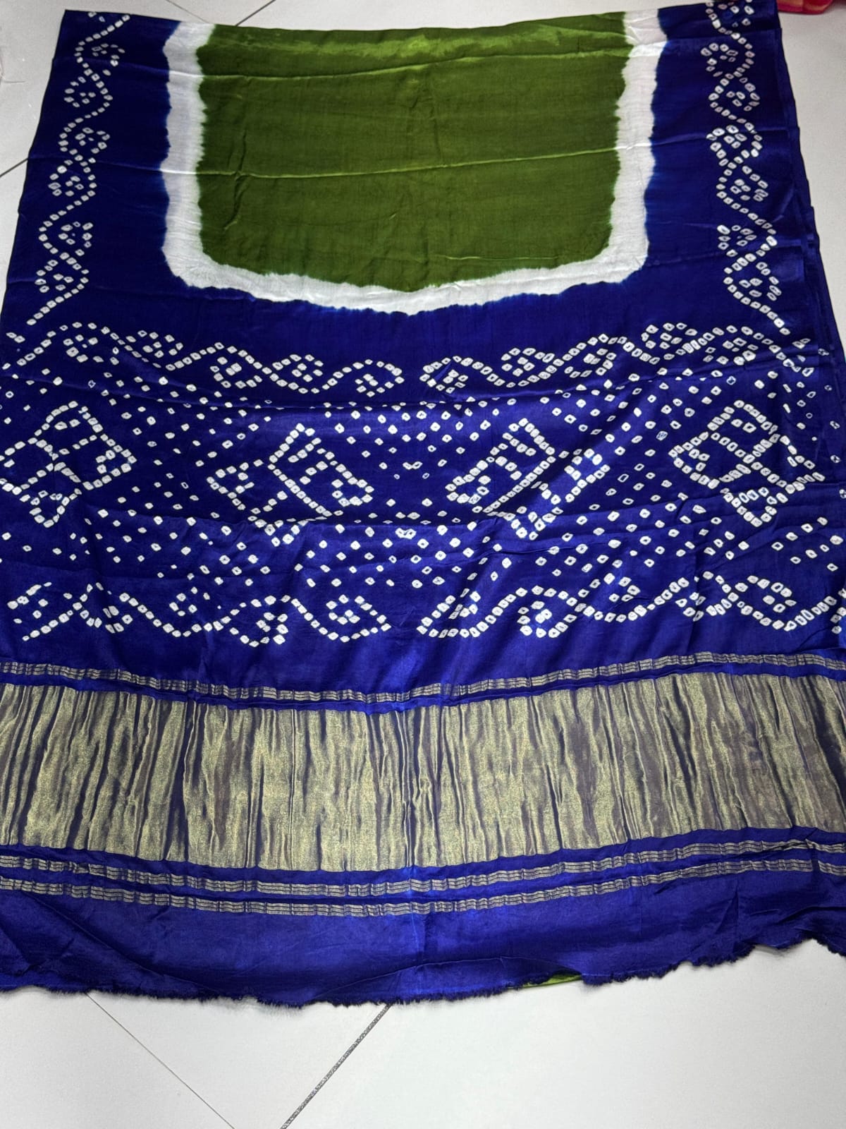 Trending 3D Blue Parrot Bandhani Saree Pyor Gaji Modal Silk