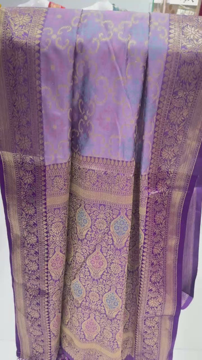 Premium Tanchoy Silk Weaving Saree – Onion Purple Single Color | Luxury Festive Collection
