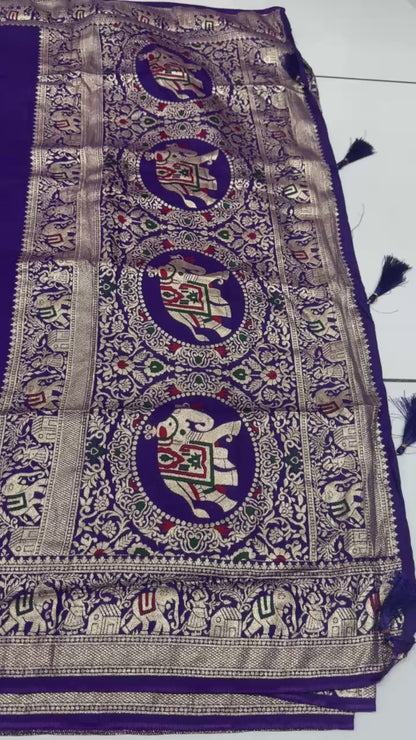 Premium Pure Dola Silk Saree with Heavy Zari Weaving & Heritage Pallu