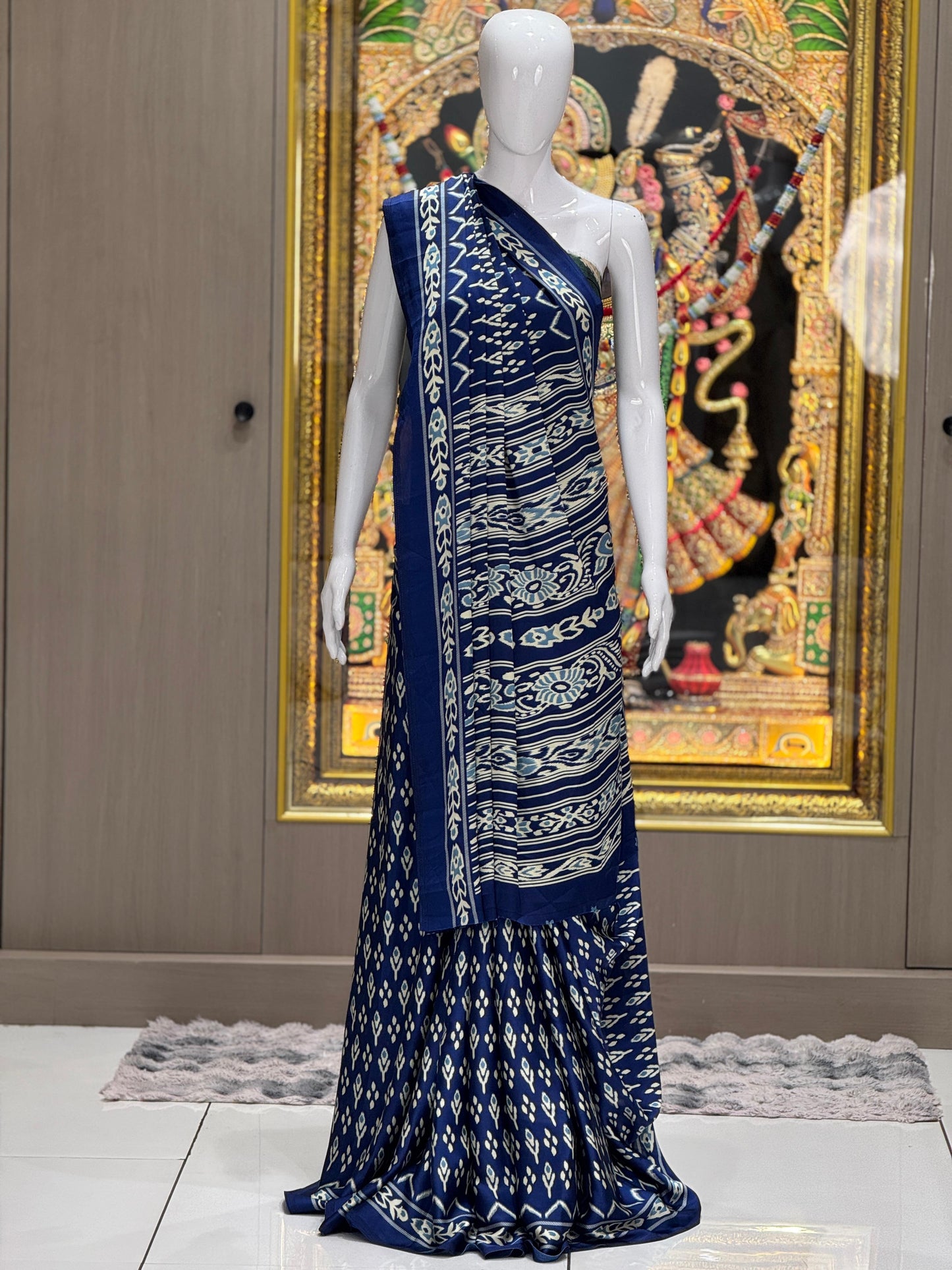Soft Ajrakh Patola Printed Satin Crepe Saree