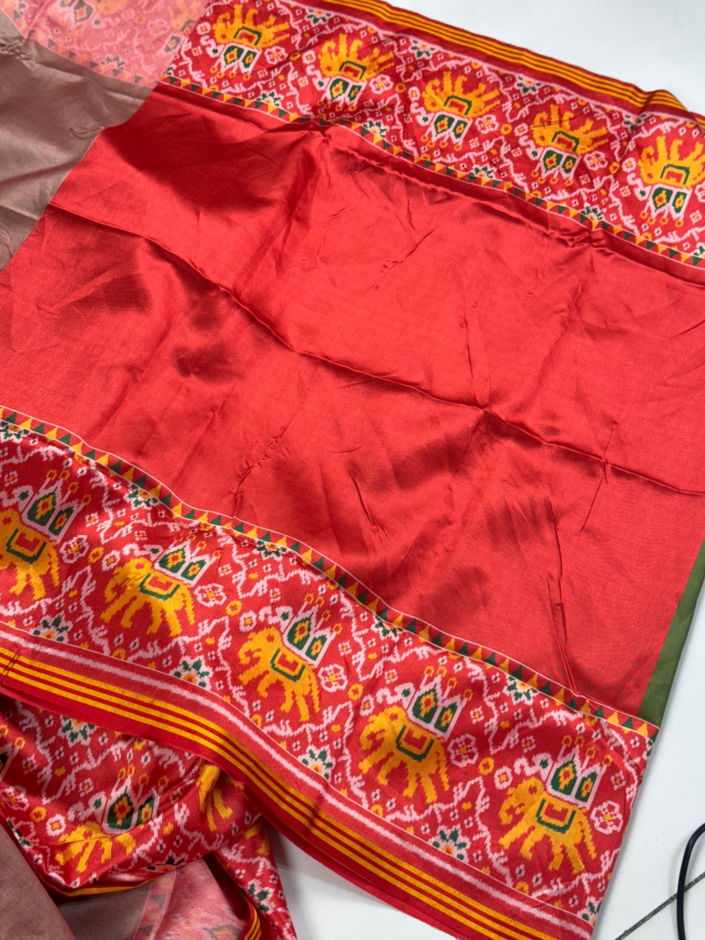 Premium Bhagalpuri Silk Patola Saree with Special Gala Border & Lagdi Patto Pallu