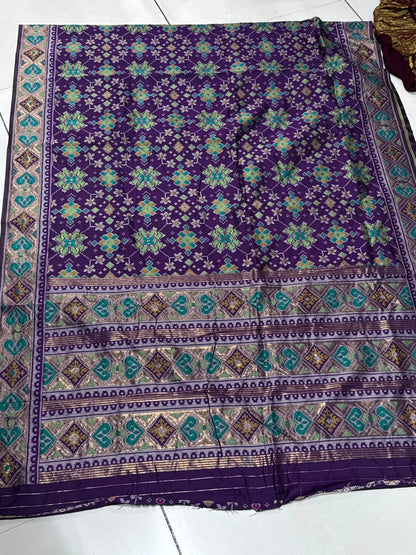Traditional Manek Chowk Woven Patola Saree in Soft Banarasi Silk