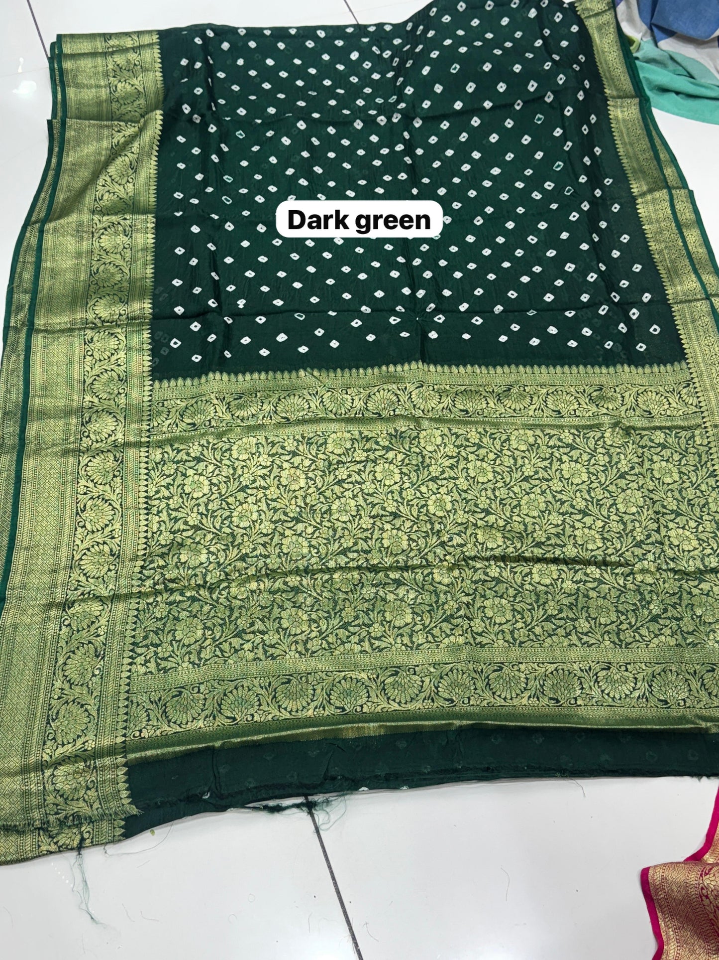 Premium Art Silk Hand Bandhej Saree with Kanjivaram Zari Border