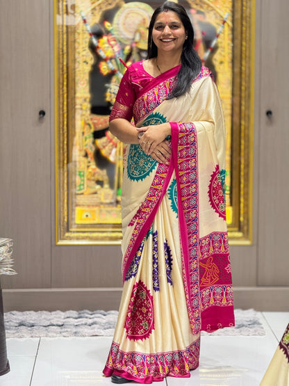 Elegant Crepe Gaji Modal Silk Printed Saree