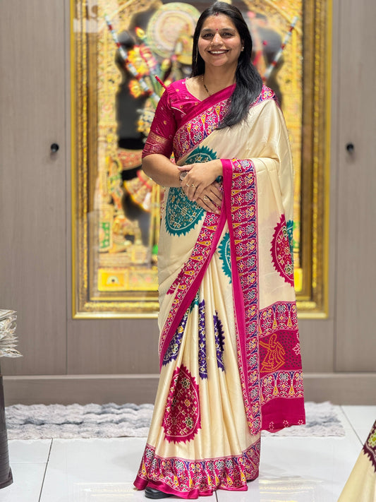 Elegant Crepe Gaji Modal Silk Printed Saree